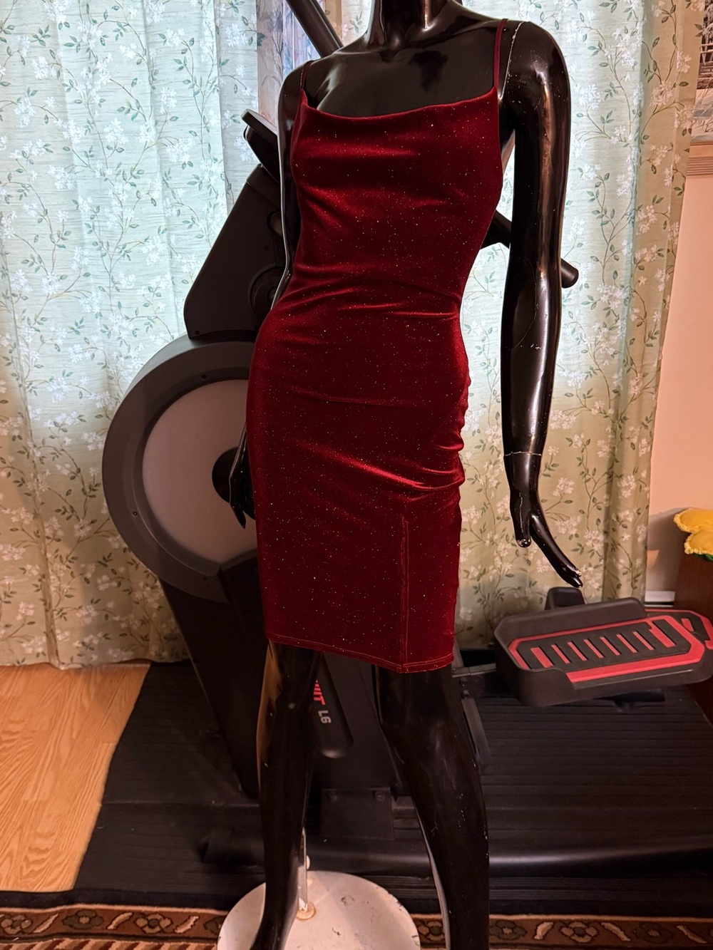 GBG Los Angeles Red Glitter Velvet Mini Slip Dress